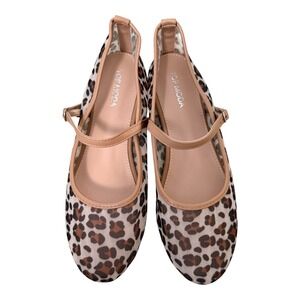 Mob Wife Leopard Mesh Round Toe Slingback Flats Top Moda 8.5